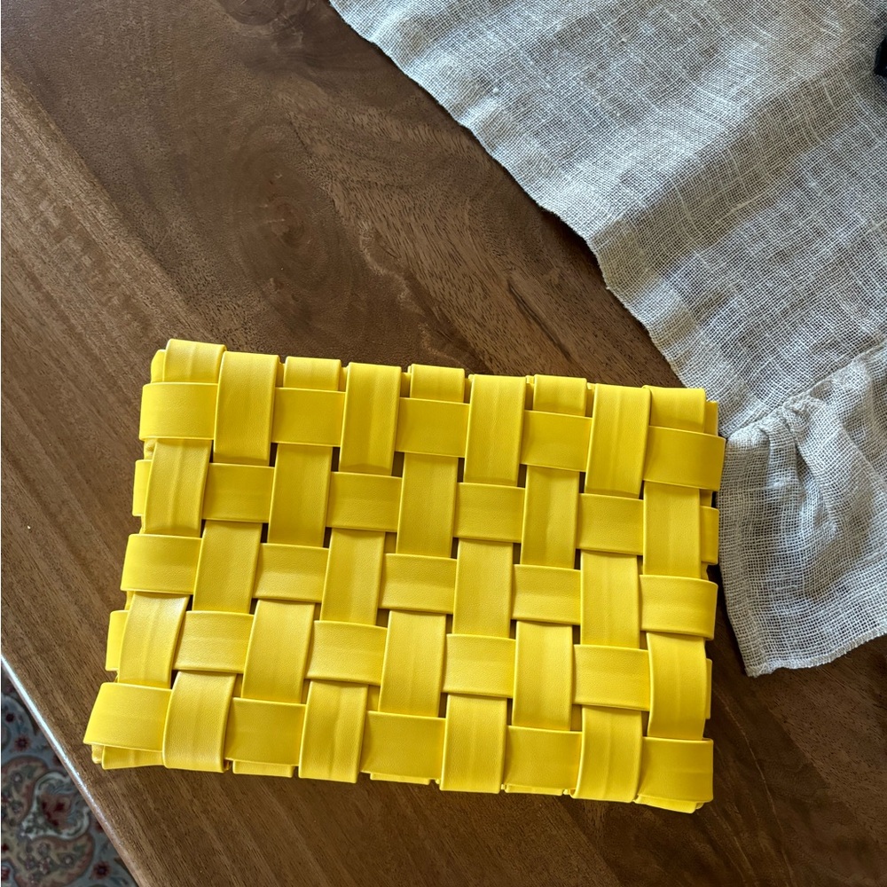 Anthropologie Yellow Woven Clutch